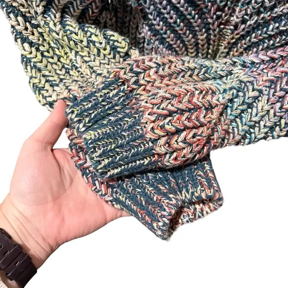 Anthropologie Multicolor Chroma Chunky Knit V-Neck Sweater 1X - Picture 7 of 16